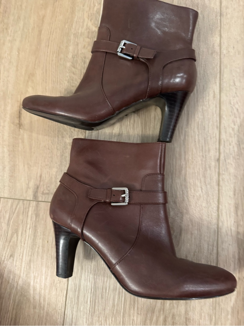 Lauren Ralph Lauren Leather Madisyn Burnished Boots Women’s 7” Brown